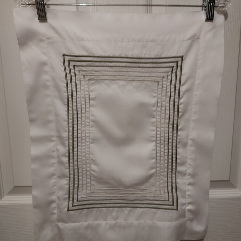 DEA ONE BOUDOIR SHAM MILANO WHITE RIC RASO EGYPTIAN COTTON 6-LINE EMBROIDERY